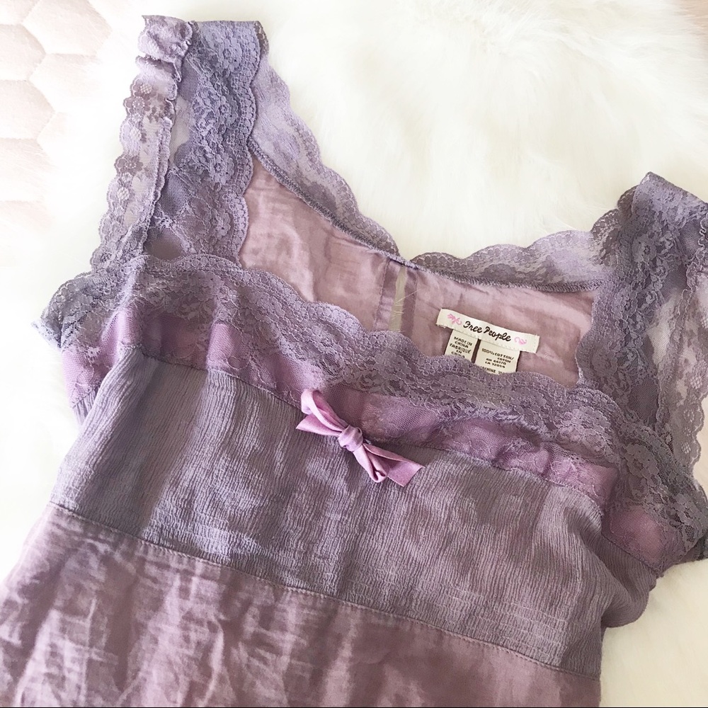 Free People Purple Lace Trim Chemise